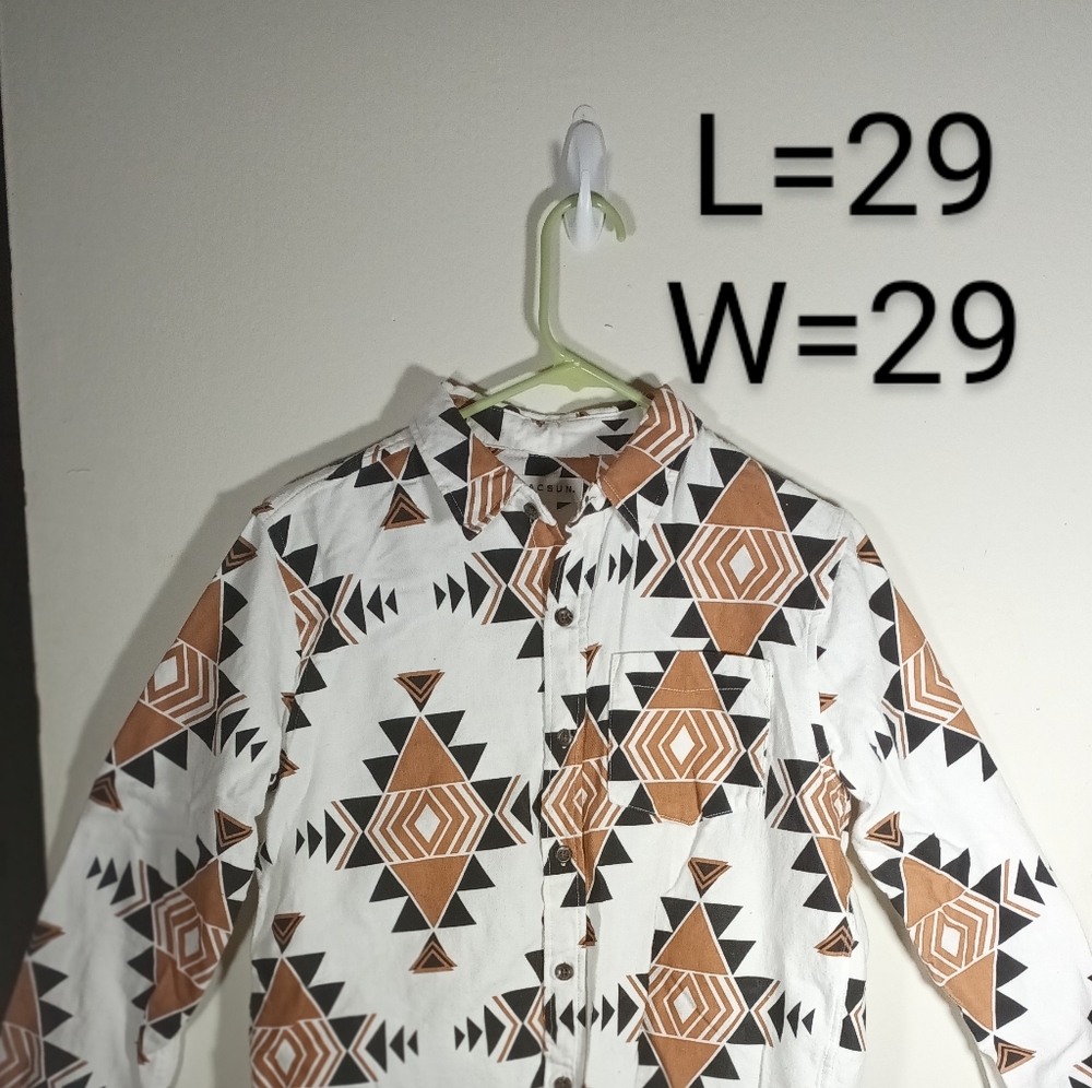 Pacsun Aztec Design Long Sleeve Button Down Shirt Mens Size S